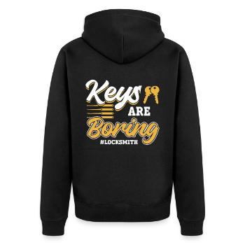 Keys are boring - locksmith - Unisex Premium Organic Zip Hoodie - black - Back - Nico (187cm)