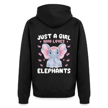 Bébé éléphant pour les filles - Veste à capuche bio Premium Unisexe - noir - Dos - Nico (187cm)