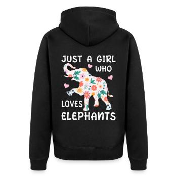 Bébé éléphant pour les filles - Veste à capuche bio Premium Unisexe - noir - Dos - Nico (187cm)