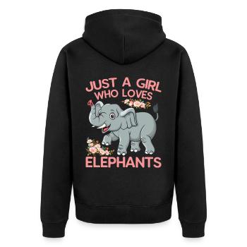 Bébé éléphant pour les filles - Veste à capuche bio Premium Unisexe - noir - Dos - Nico (187cm)