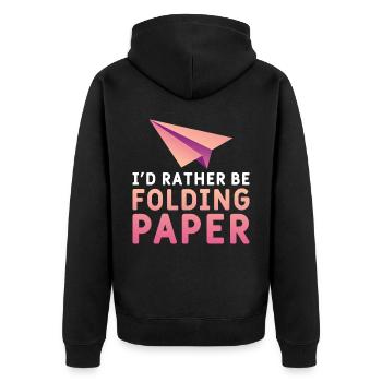 Origami Papier Flieger Papier Kunst Pilot - Unisex Premium Bio Zip Hoodie - Schwarz - Hinten - Nico (187cm)