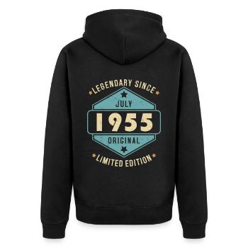 Juillet 1955 Vintage Retro Anniversaire - Veste à capuche bio Premium Unisexe - noir - Dos - Nico (187cm)