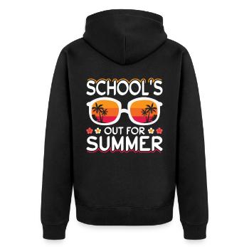 Schule Fertig Sommerferien Spruch - Unisex Premium Bio Zip Hoodie - Schwarz - Hinten - Nico (187cm)
