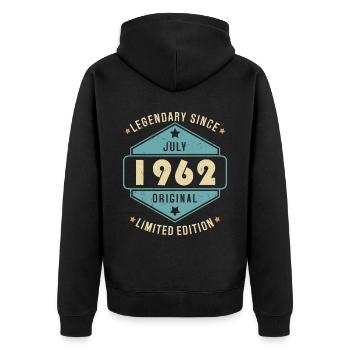 Juillet 1962 Vintage Retro Anniversaire - Veste à capuche bio Premium Unisexe - noir - Dos - Nico (187cm)