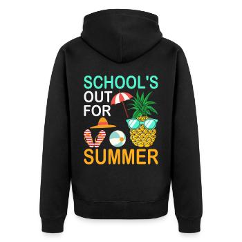Schule Fertig Sommerferien Spruch - Unisex Premium Bio Zip Hoodie - Schwarz - Hinten - Nico (187cm)