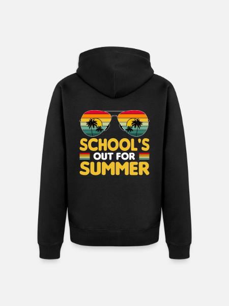 Schule Fertig Sommerferien Spruch - Unisex Premium Bio Zip Hoodie - Schwarz