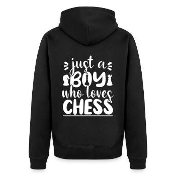 Chess Game Saying Boys Play chess - Unisex Premium Organic Zip Hoodie - black - Back - Nico (187cm)