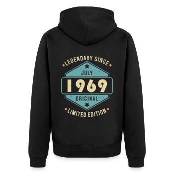 Juillet 1969 Vintage Retro Anniversaire - Veste à capuche bio Premium Unisexe - noir - Dos - Nico (187cm)