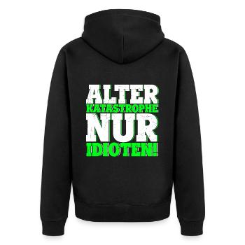Alter KATASTROPHE nur Idioten - KFZ Mechaniker Aut - Unisex Premium Bio Zip Hoodie - Schwarz - Hinten - Nico (187cm)