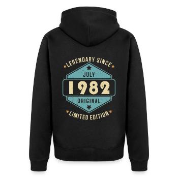 Juillet 1982 Vintage Retro Anniversaire - Veste à capuche bio Premium Unisexe - noir - Dos - Nico (187cm)