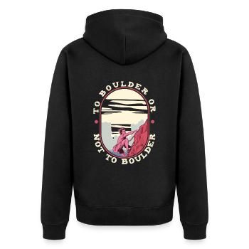 Bouldern - Unisex Premium Bio Zip Hoodie - Schwarz - Hinten - Nico (187cm)
