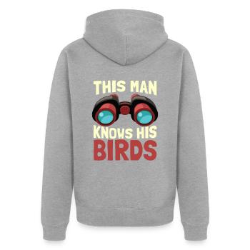 Ornithologues ornithologue ornithologues ornithologiques - Veste à capuche bio Premium Unisexe - gris chiné - Dos - Nico (187cm)