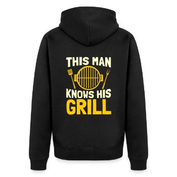 Grill grill master BBQ - Unisex Premium Organic Zip Hoodie - black - Back - Nico (187cm)