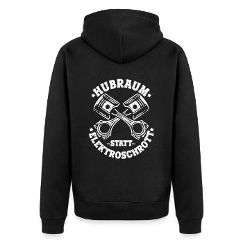 Hubraum statt Elektroschrott - Auto Tuning Motorsp - Unisex Premium Bio Zip Hoodie - Schwarz - Hinten - Nico (187cm)