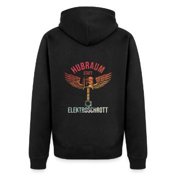 Hubraum statt Elektroschrott - Auto Tuning Motorsp - Unisex Premium Bio Zip Hoodie - Schwarz - Hinten - Nico (187cm)