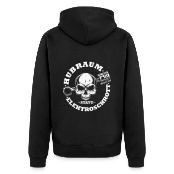 Hubraum statt Elektroschrott - Auto Tuning Motorsp - Unisex Premium Bio Zip Hoodie - Schwarz - Hinten - Nico (187cm)