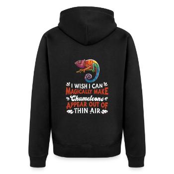 Chameleon Chamäleon - Unisex Premium Bio Zip Hoodie - Schwarz - Hinten - Nico (187cm)