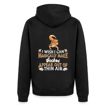 Gecke Echse Reptil Eidechse Lizard - Unisex Premium Bio Zip Hoodie - Schwarz - Hinten - Nico (187cm)