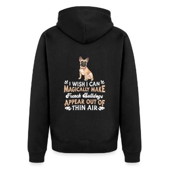 French Bulldog Frenchie Französische Bulldogge - Unisex Premium Bio Zip Hoodie - Schwarz - Hinten - Nico (187cm)