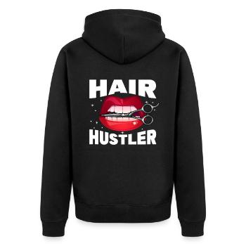 Barber Supplies Hairdresser Hair Salon Chair Barbe - Unisex Premium Bio Zip Hoodie - Schwarz - Hinten - Nico (187cm)