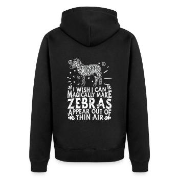 Zebra - Unisex Premium Organic Zip Hoodie - black - Back - Nico (187cm)