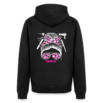 Salon LIfe Hair Stylist Hairdresser - Unisex Premium Organic Zip Hoodie - black - Back - Nico (187cm)