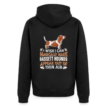 Bassett Hund Hund - Unisex Premium Bio Zip Hoodie - Schwarz - Hinten - Nico (187cm)