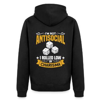 Je ne suis pas antisocial J’ai roulé un faible charisme - Veste à capuche bio Premium Unisexe - noir - Dos - Nico (187cm)