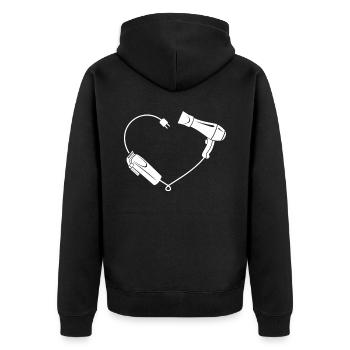 Hair Stylist Scissors Blow Dryer - Unisex Premium Bio Zip Hoodie - Schwarz - Hinten - Nico (187cm)