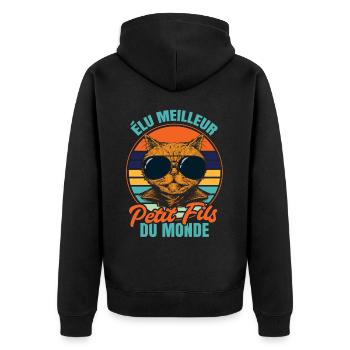 Élu meilleur petit fils propriétaire chats - Veste à capuche bio Premium Unisexe - noir - Dos - Nico (187cm)