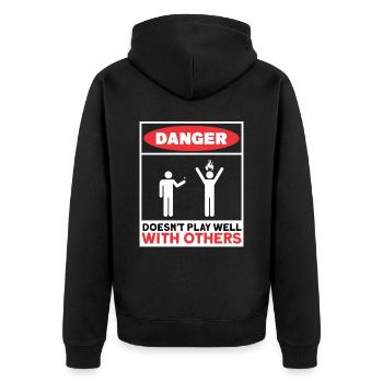 Antisocial Introvert Hate People - Unisex Premium Bio Zip Hoodie - Schwarz - Hinten - Nico (187cm)