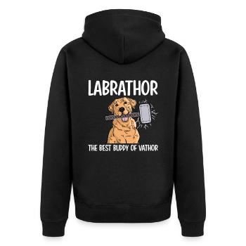 Labrathor Labrador Retriever Golden Retriever - Veste à capuche bio Premium Unisexe - noir - Dos - Nico (187cm)