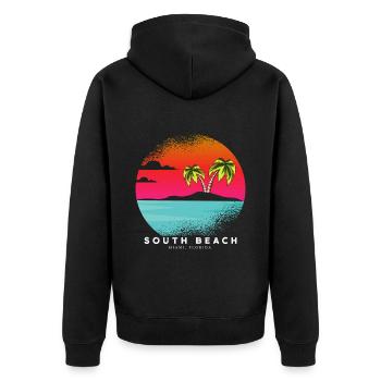 Miami Floride South Beach Vacances d’été - Veste à capuche bio Premium Unisexe - noir - Dos - Nico (187cm)