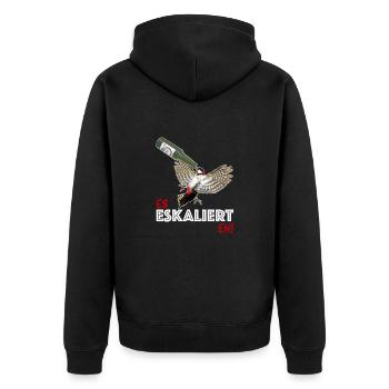 Es Eskaliert Eh Specht Bier Disko - Unisex Premium Bio Zip Hoodie - Schwarz - Hinten - Nico (187cm)