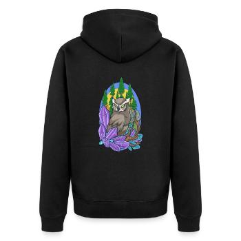 Hibou esthétique dans la forêt avec des cristaux - Veste à capuche bio Premium Unisexe - noir - Dos - Nico (187cm)