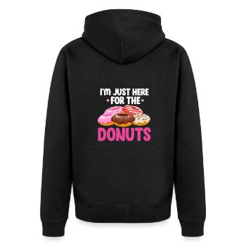 Donut Süssigkeiten Donuts Essen Bäcker Geschenk - Unisex Premium Bio Zip Hoodie - Schwarz - Hinten - Nico (187cm)