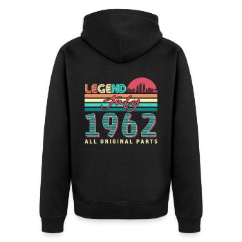60 Lebensjahre Im Juli 1962 - Unisex Premium Bio Zip Hoodie - Schwarz - Hinten - Nico (187cm)