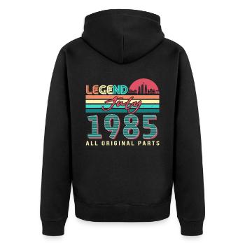Geboren 1985 Im Juli - Unisex Premium Bio Zip Hoodie - Schwarz - Hinten - Nico (187cm)