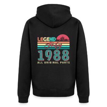 Best year of birth 1988 July - Unisex Premium Organic Zip Hoodie - black - Back - Nico (187cm)