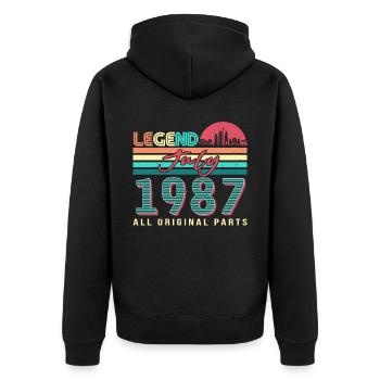 Bestes Geburtsjahr 1987 Juli - Unisex Premium Bio Zip Hoodie - Schwarz - Hinten - Nico (187cm)