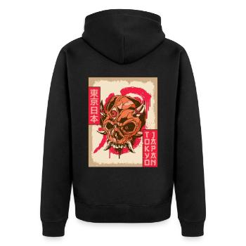 Gothic Totenkopf Goth Third Eye Tokyo Japan Gesche - Unisex Premium Bio Zip Hoodie - Schwarz - Hinten - Nico (187cm)