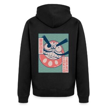 Daruma Doll Tokyo Japan Japanese Aesthetics Gesch - Unisex Premium Organic Zip Hoodie - black - Back - Nico (187cm)
