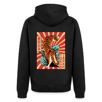Tiger Tokyo Japan Japanese Aesthetics Poster Gesch - Unisex Premium Organic Zip Hoodie - black - Back - Nico (187cm)