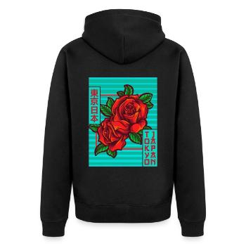 Rosen Tokio Japan Japanische Ästhetik Poster Gesch - Unisex Premium Bio Zip Hoodie - Schwarz - Hinten - Nico (187cm)