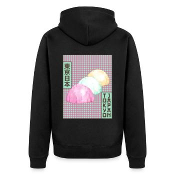 Mochi Tokyo Japan Japanese Aesthetics Poster Gesch - Unisex Premium Organic Zip Hoodie - black - Back - Nico (187cm)