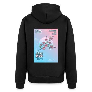 Cherry Blossom Sakura Vaporwave Aesthetic VCR Gesch - Unisex Premium Organic Zip Hoodie - black - Back - Nico (187cm)