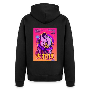 Sumo Wrestler Wrestling Vaporwave Esthétique Gesche - Veste à capuche bio Premium Unisexe - noir - Dos - Nico (187cm)