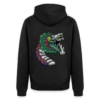 Quetzalcoatl Antike aztekische gefiederte Schlange - Unisex Premium Bio Zip Hoodie - Schwarz - Hinten - Nico (187cm)