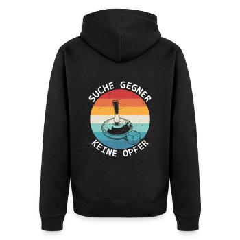 Eisstock Suche Gegner Keine Opfer Stockschützen - Unisex Premium Bio Zip Hoodie - Schwarz - Hinten - Nico (187cm)