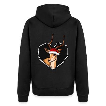 Cracked antelope with Christmas cap hole - Unisex Premium Organic Zip Hoodie - black - Back - Nico (187cm)